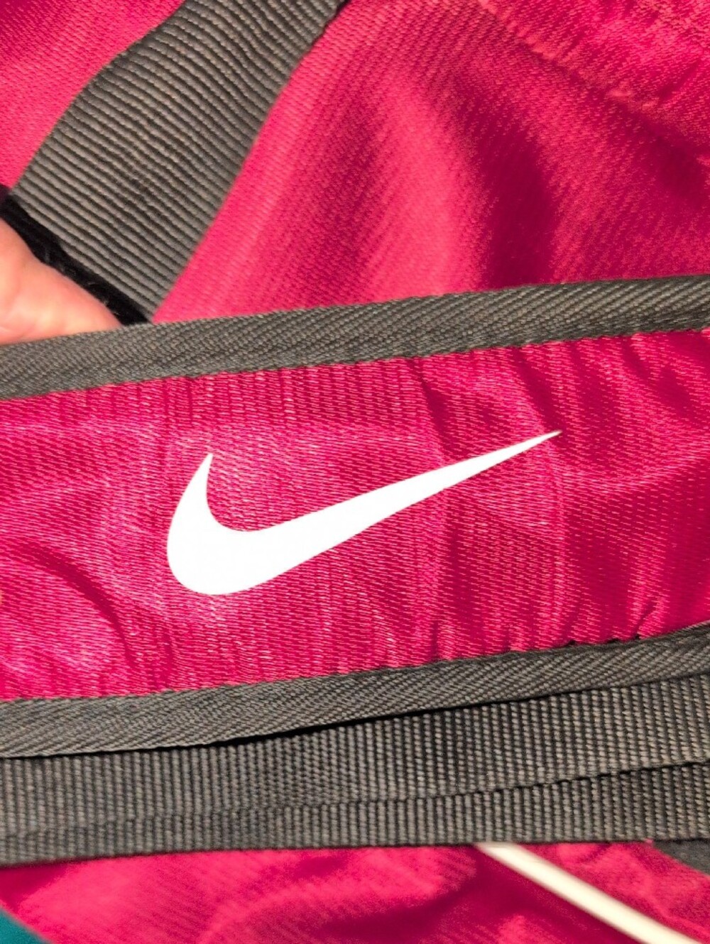 Nike Maroon and Black Duffel with White Swoosh Removable Crossbody Strap - Picture 2 of 13